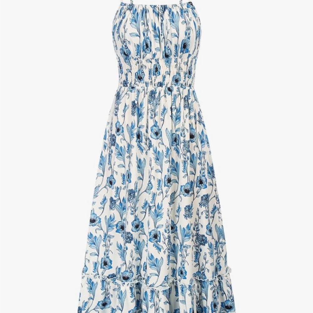 Grace Karin Blue and White Floral Maxi Dress